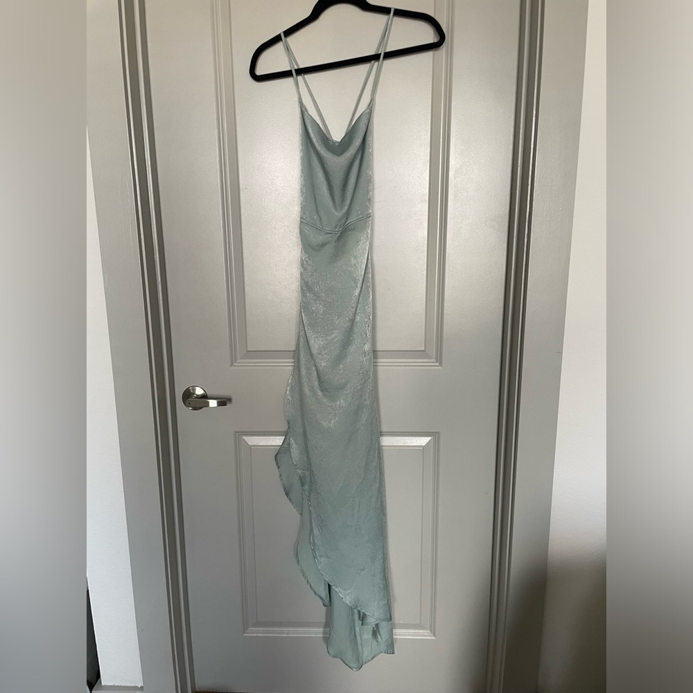 Lucy in the sky Sage green Tie Back Slit dress